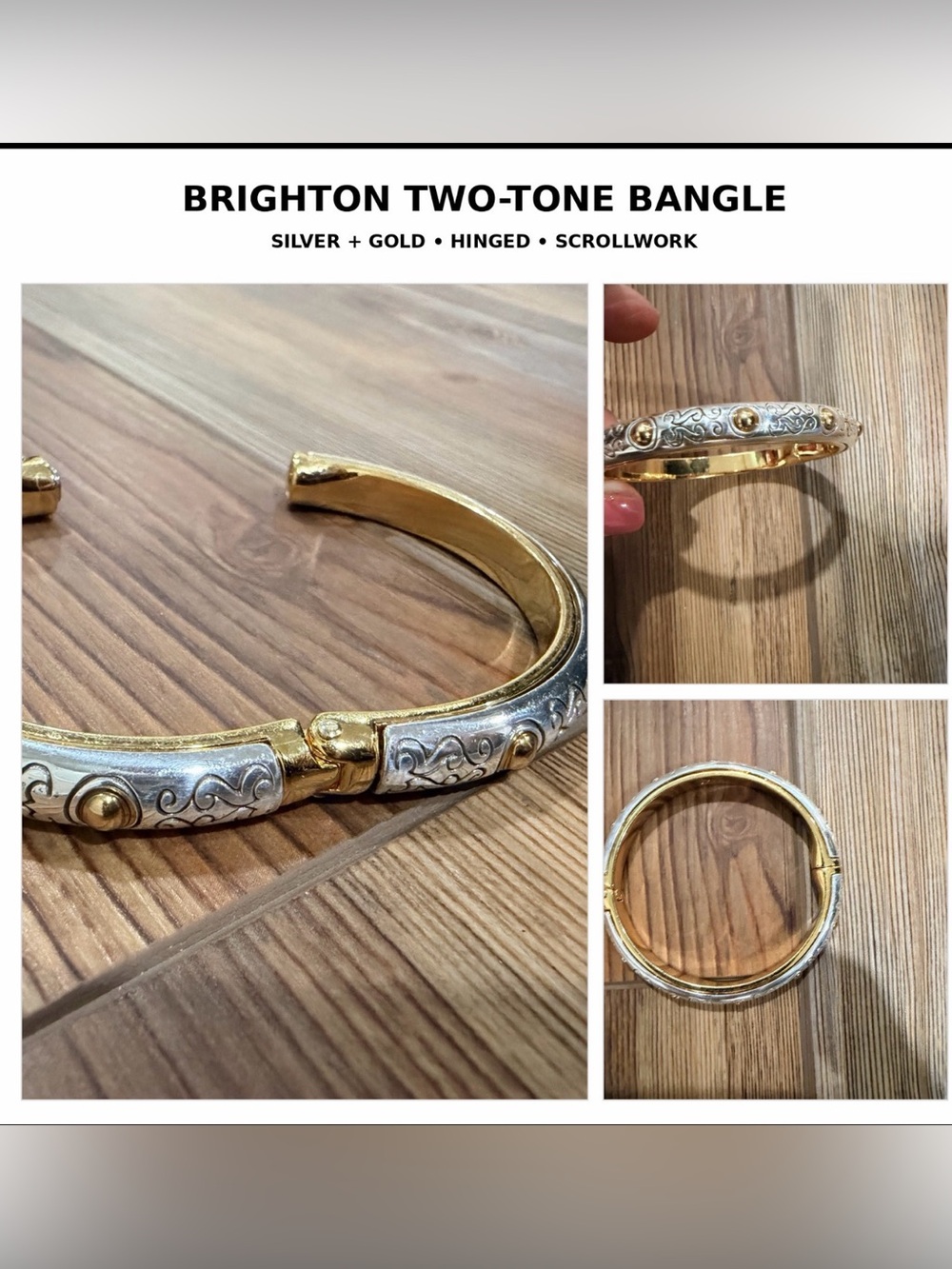 Brighton Two-Tone Silver and Gold Hinged Bangle